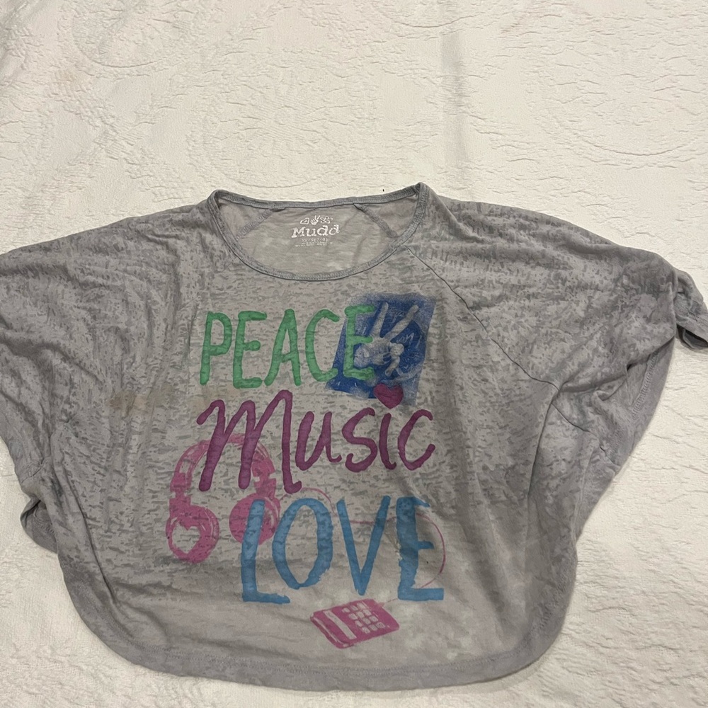 Mudd Green and Gray Oversized Crop Tee